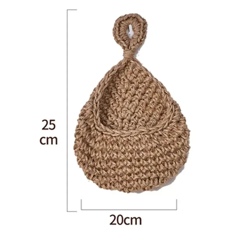 Handwoven Hanging Wall Vegetable Fruit Basket Organizer Container Decor for Kitchen Garden Mount Wall Plant Flower Onion Storage